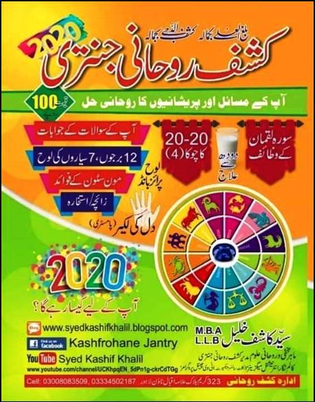 Kashaf Rohani Jantri 2020 PDF Free Download